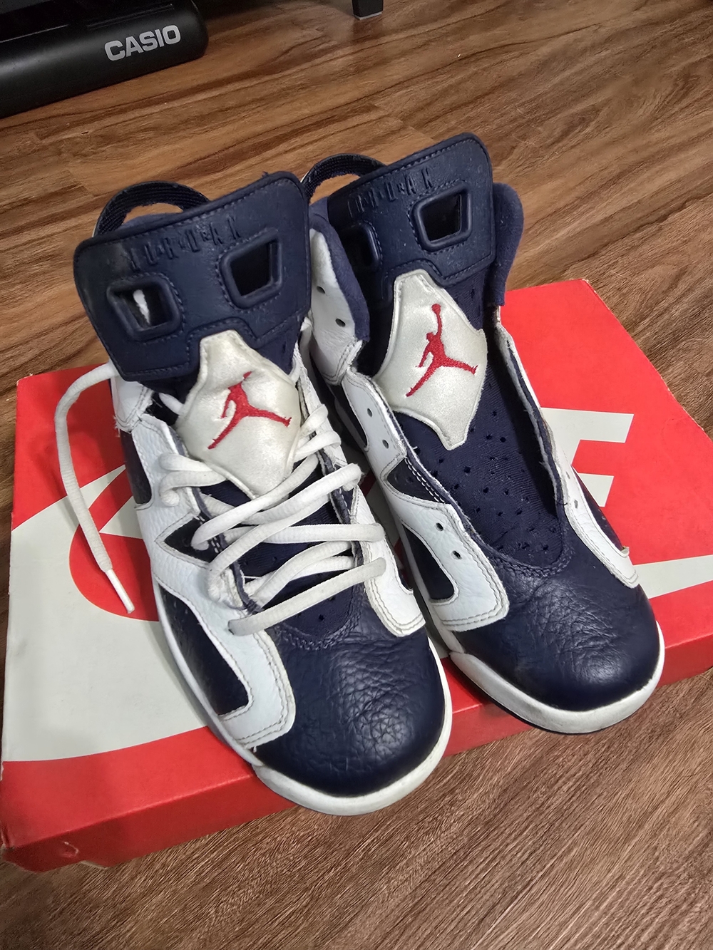 Nike Jordan Kids' Navy and White Basketball Shoes with Red Jumpman